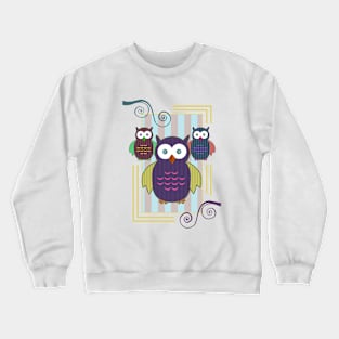 Striped Owls Crewneck Sweatshirt